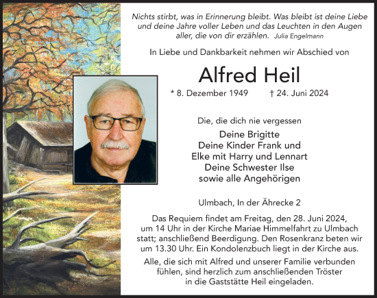 Traueranzeige von Alfred Heil von FZ