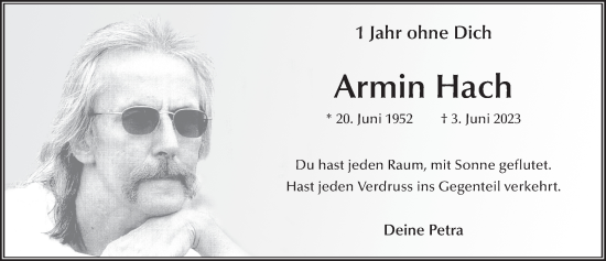 Traueranzeige von Armin Hach von FZ