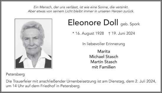 Traueranzeige von Eleonore Doll von FZ