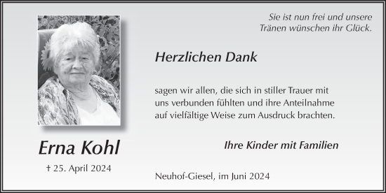 Traueranzeige von Erika Kohl von FZ