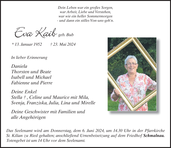 Traueranzeige von Eva Kaib von FZ