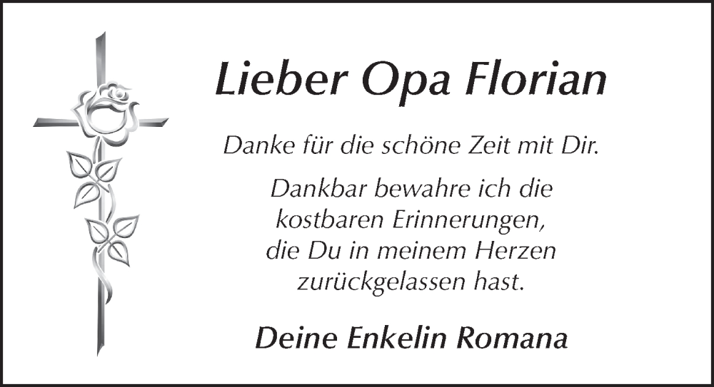  Traueranzeige für Florian Krenzer vom 20.06.2024 aus FZ