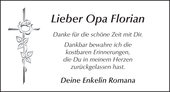 Traueranzeige von Florian Krenzer von FZ