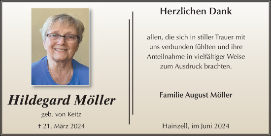 Traueranzeige von Hildegard Möller von FZ
