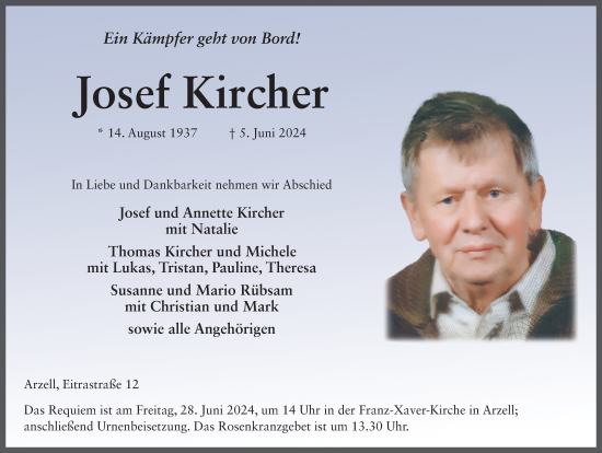 Traueranzeige von Josef Kircher von FZ