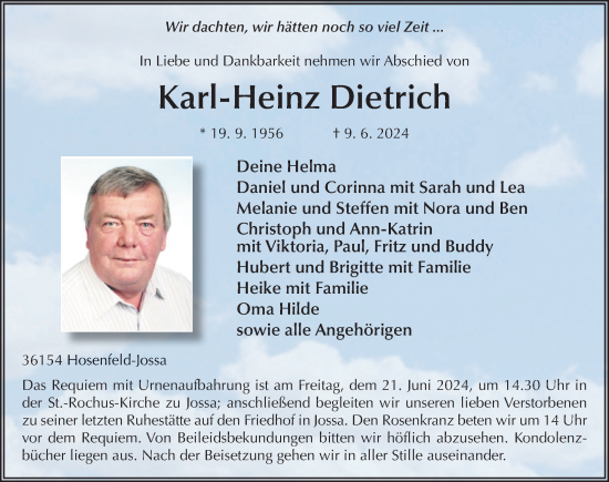 Traueranzeige von Karl-Heinz Dietrich von FZ