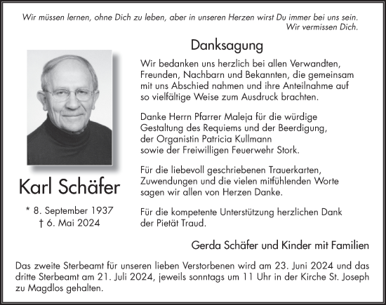 Traueranzeige von Karl Schäfer von FZ