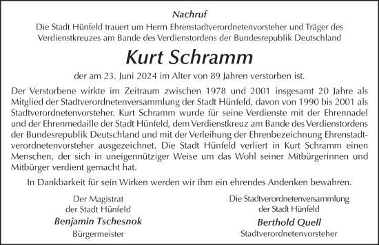 Traueranzeige von Kurt Schramm von FZ