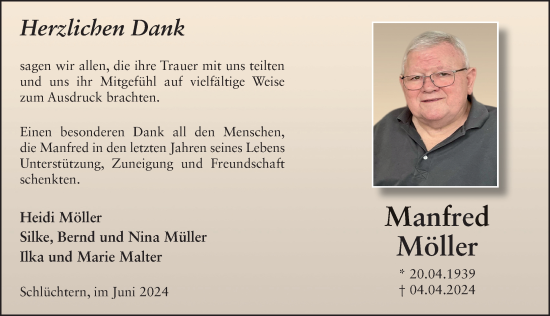 Traueranzeige von Manfred Möller von FZ