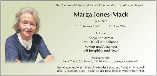 Traueranzeige von Marga Jones-Mack von FZ