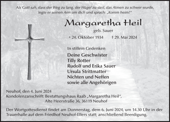 Traueranzeige von Margaretha Heil von FZ