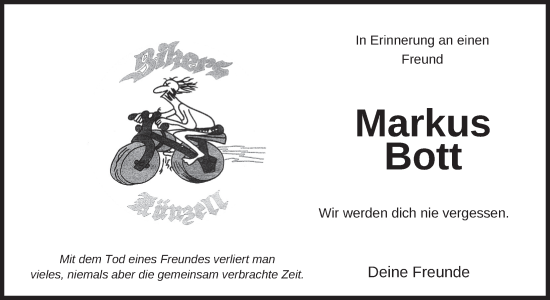 Traueranzeige von Markus Bott von FZ