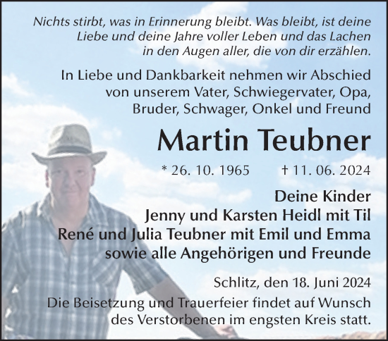 Traueranzeige von Martin Teubner von FZ