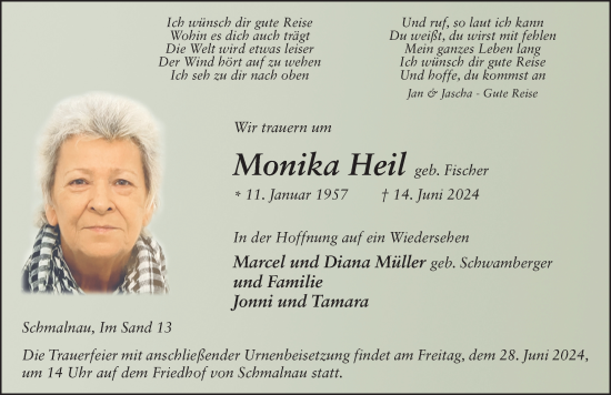 Traueranzeige von Monika Heil von FZ