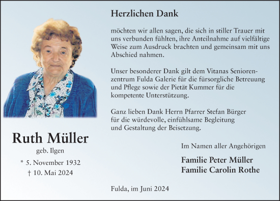 Traueranzeige von Ruth Müller von FZ