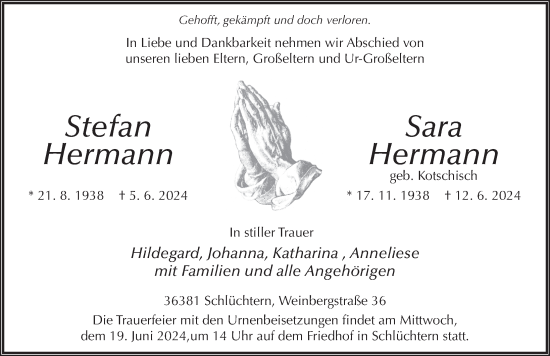Traueranzeige von Stefan Hermann von FZ