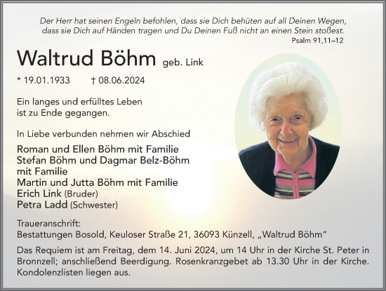 Traueranzeige von Waltrud Böhm von FZ