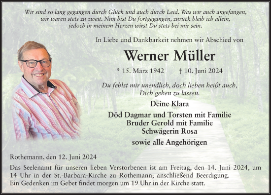Traueranzeige von Werner Müller von FZ