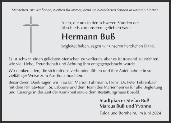 Traueranzeige von Wilfried Hermann Buß von FZ