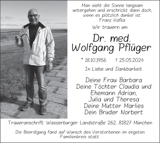 Traueranzeige von Wolfgang Pflüger von FZ
