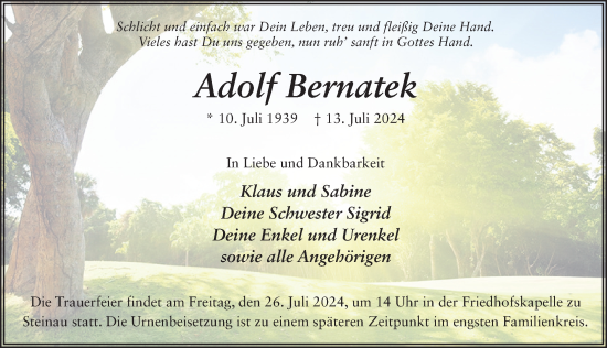 Traueranzeige von Adolf Bernatek von FZ