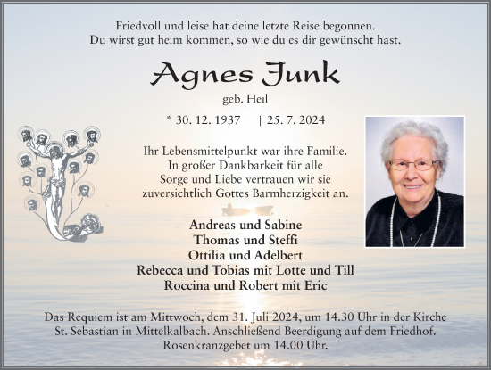 Traueranzeige von Agnes Junk von FZ