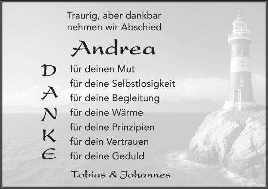 Traueranzeige von Andrea Müller von FZ