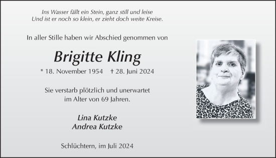 Traueranzeige von Brigitte Kling von FZ