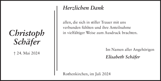 Traueranzeige von Christoph Schäfer von FZ