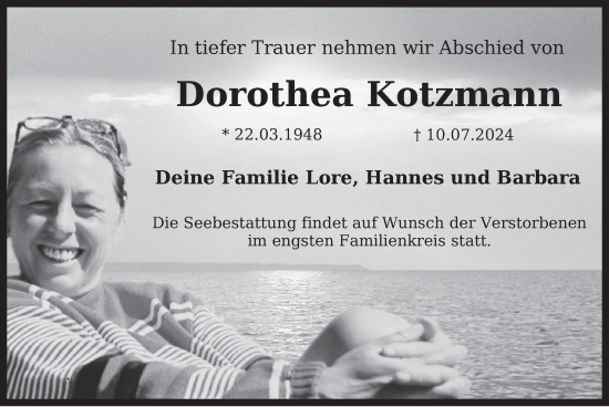 Traueranzeige von Dorothea Kotzmann von FZ