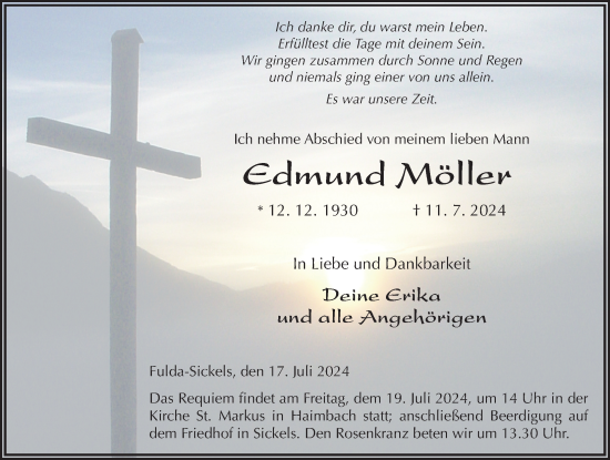 Traueranzeige von Edmund Möller von FZ