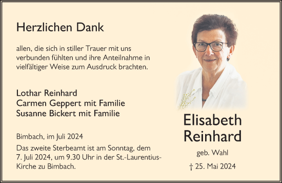 Traueranzeige von Elisabeth Reinhard von FZ