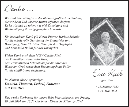 Traueranzeige von Eva Kaib von FZ
