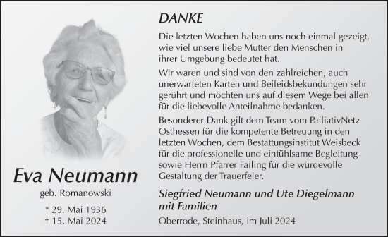 Traueranzeige von Eva Neumann von FZ