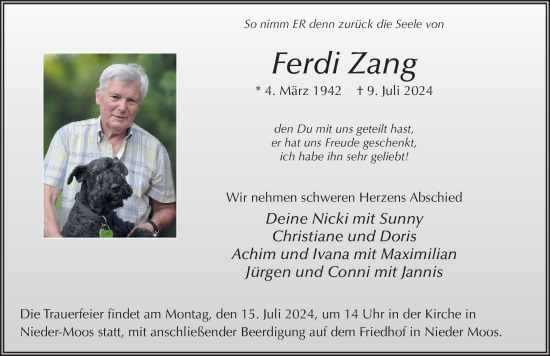 Traueranzeige von Ferdi Zang von FZ