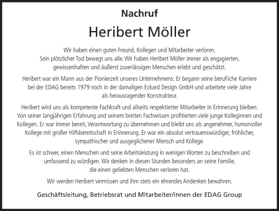 Traueranzeige von Heribert Möller von FZ