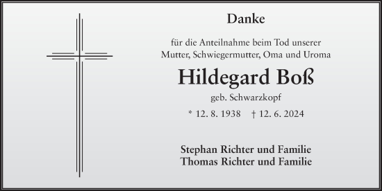 Traueranzeige von Hildegard Boß von FZ