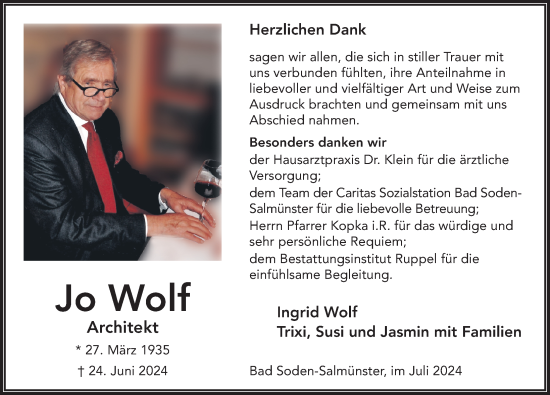 Traueranzeige von Jo Wolf von FZ