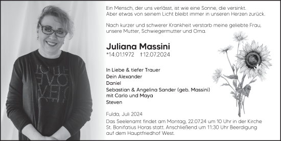 Traueranzeige von Juliana Massini von FZ