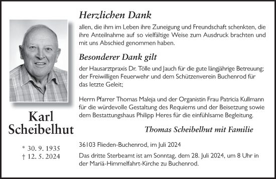 Traueranzeige von Karl Scheibelhut von FZ