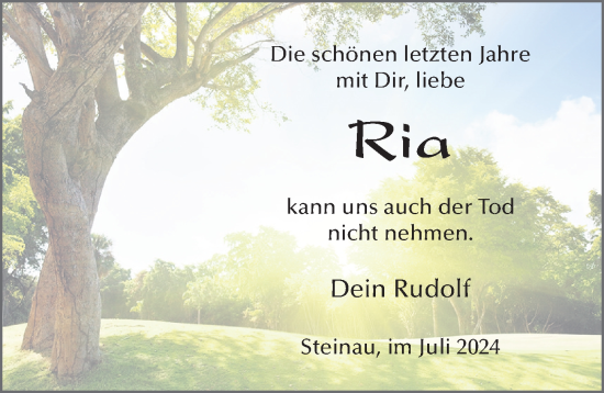 Traueranzeige von Maria Schlegel von FZ