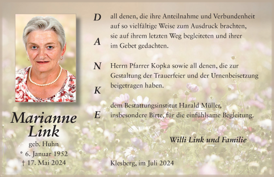 Traueranzeige von Marianne Link von FZ