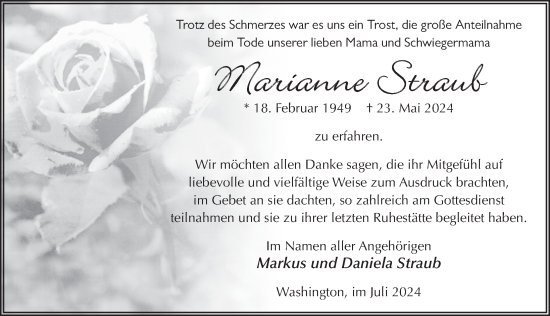 Traueranzeige von Marianne Straub von FZ