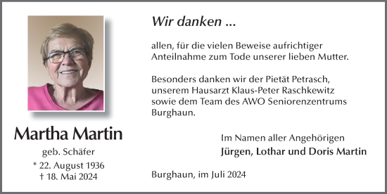 Traueranzeige von Martha Martin von FZ