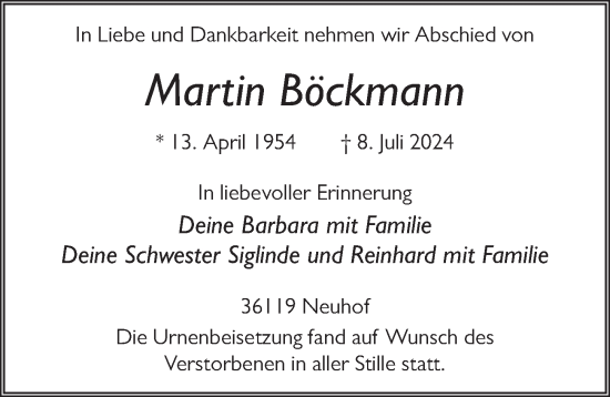 Traueranzeige von Martin Böckmann von FZ