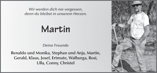 Traueranzeige von Martin Witzel von FZ