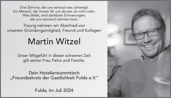 Traueranzeige von Martin Witzel von FZ
