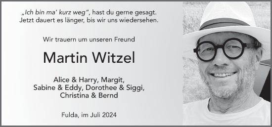 Traueranzeige von Martin Witzel von FZ