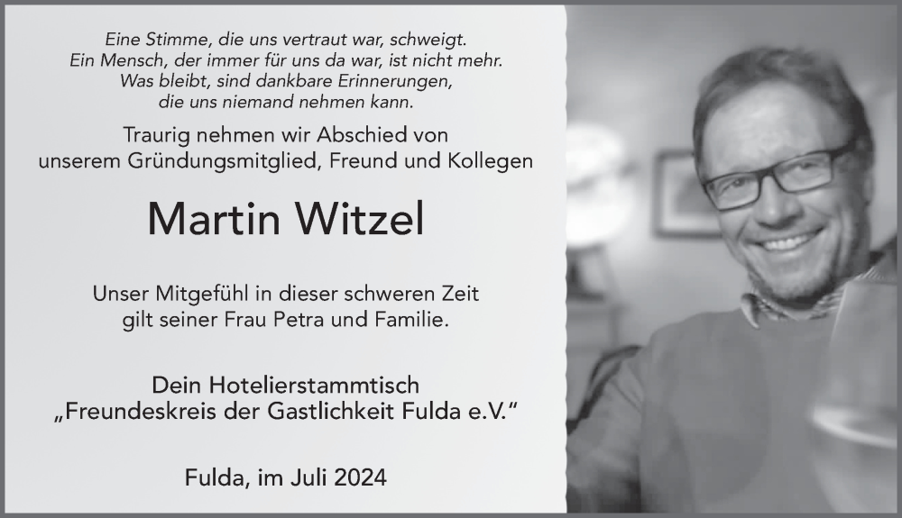  Traueranzeige für Martin Witzel vom 05.07.2024 aus FZ