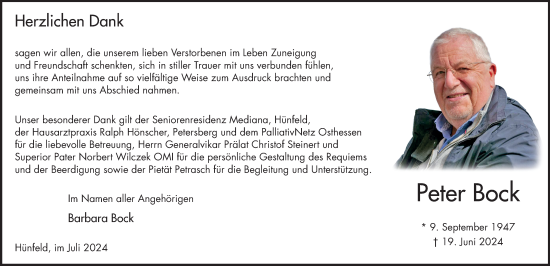 Traueranzeige von Peter Bock von FZ